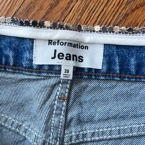 Reformation Stardust Colorado Crystal High Rise Straight Jeans 28 - Picture 7 of 14
